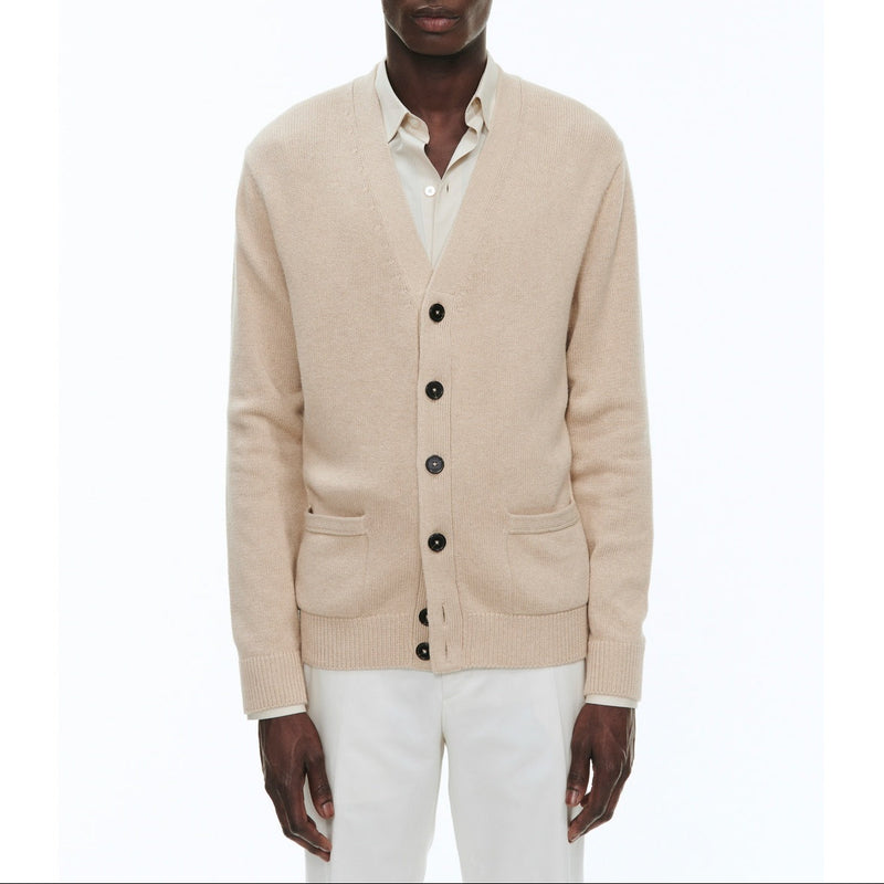 Cardigan Beige En Coton Et Cachemire - Beige