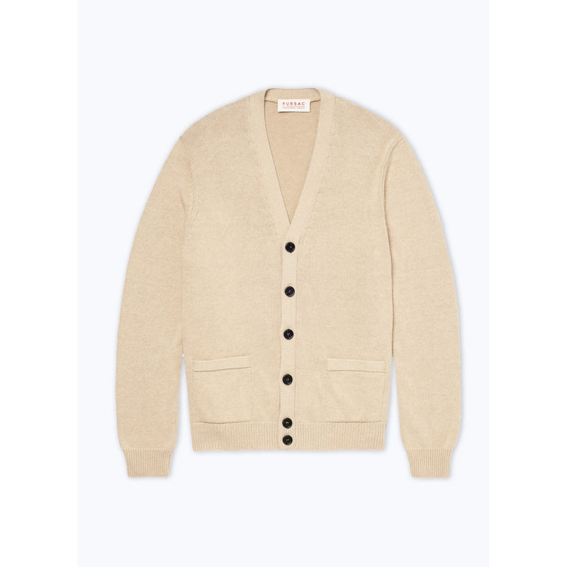 Cardigan Beige En Coton Et Cachemire - Beige