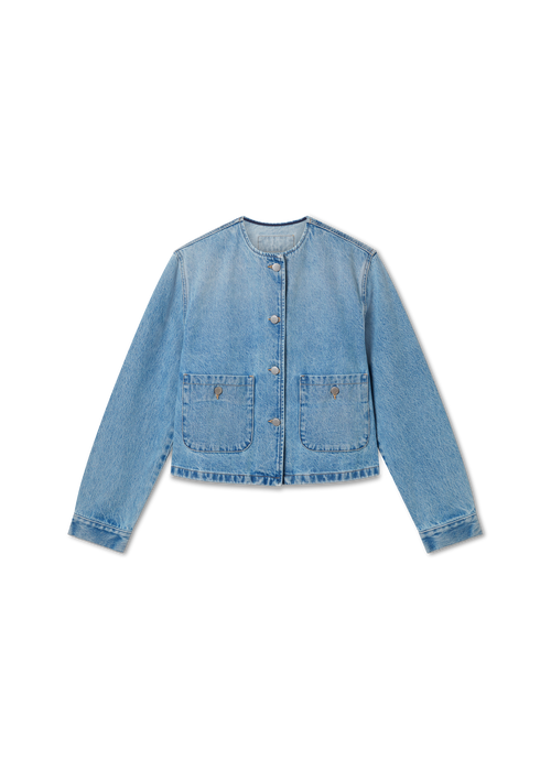 Deia Collarless Jacket - Light Blue - Women
