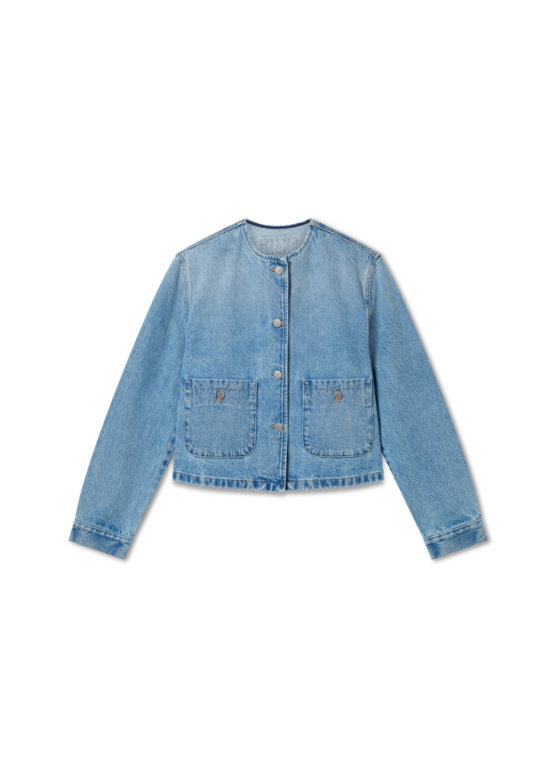 Deia Collarless Jacket - Light Blue - Women
