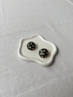 Boucles D’Oreilles Vintage - Émail Vert Et Strass