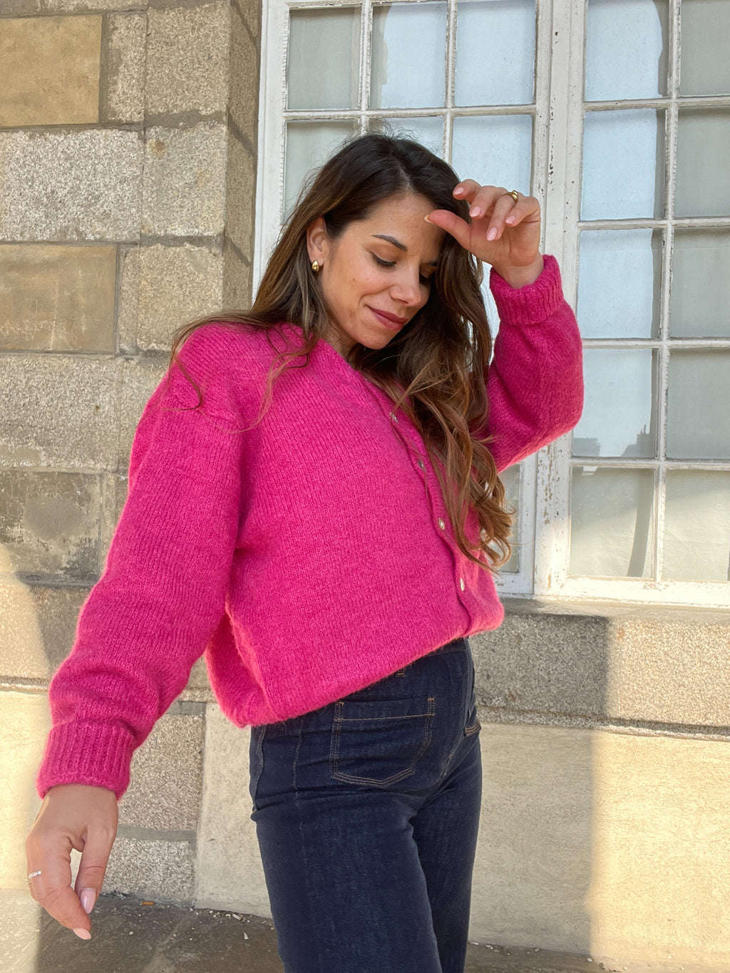 Cárdigan Charlie rosa fucsia