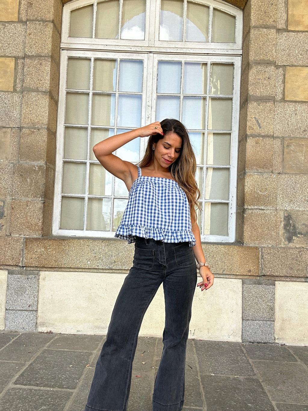 Top Callie vichy bleu marine