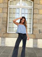 Top Callie vichy bleu marine