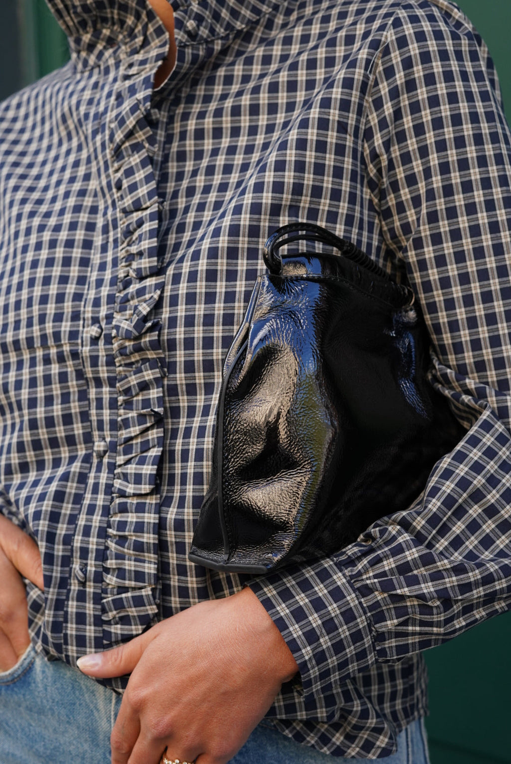 Philippine Check Blouse Navy/Ecru