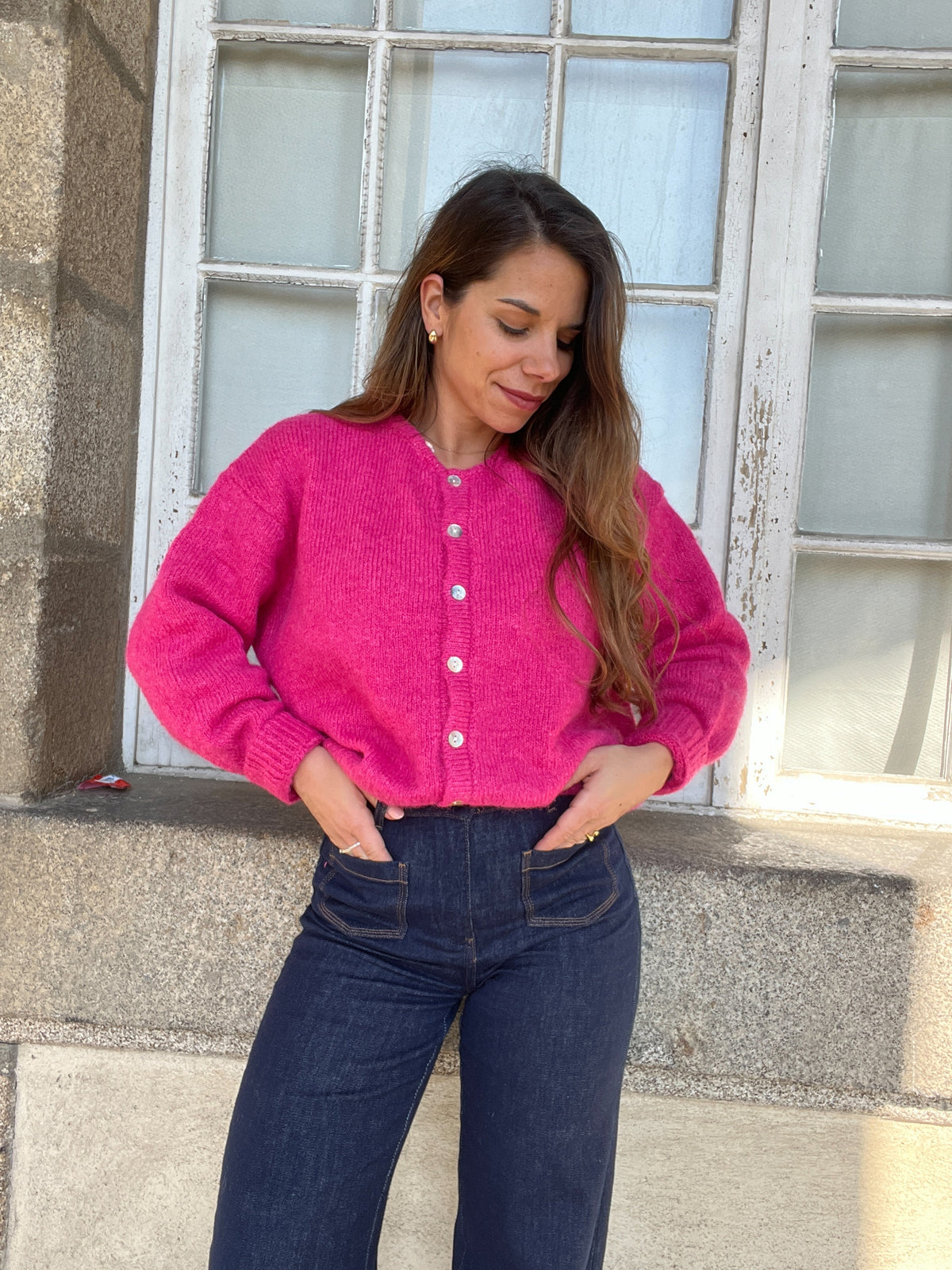 Cárdigan Charlie rosa fucsia