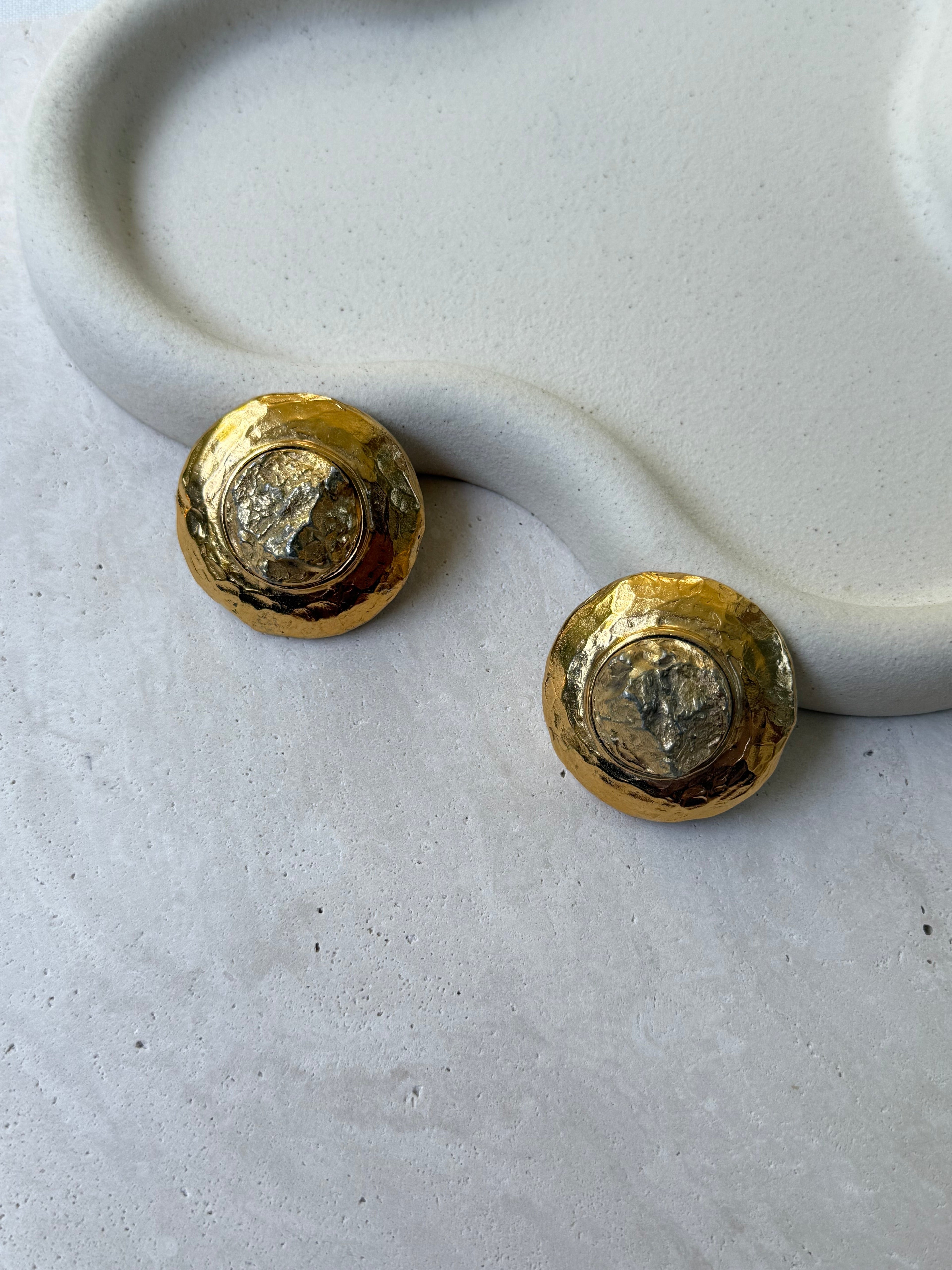 Pendientes Ysl Vintage - Relieve Martillado Xxl