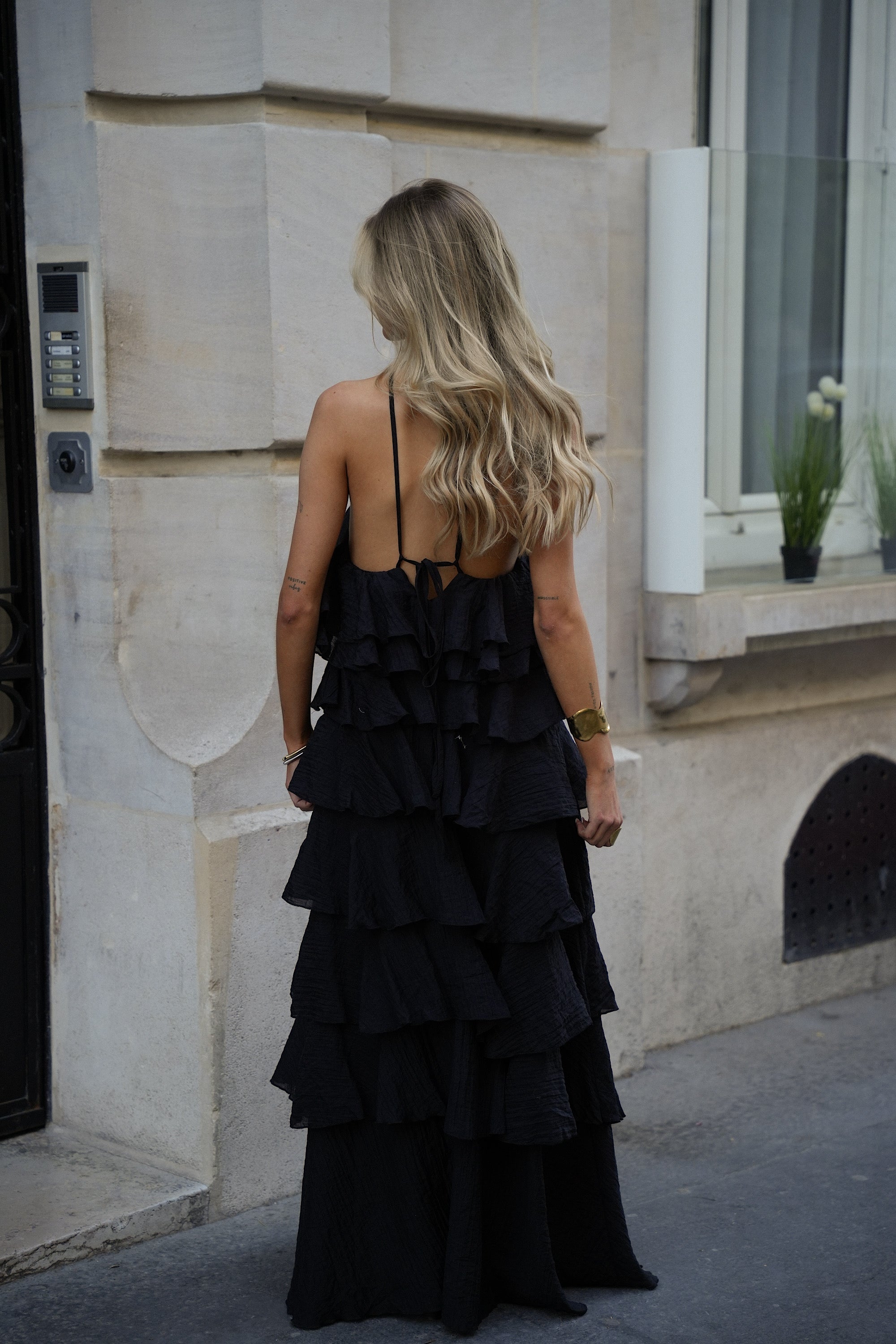 Robe Volantée Ava - Noire