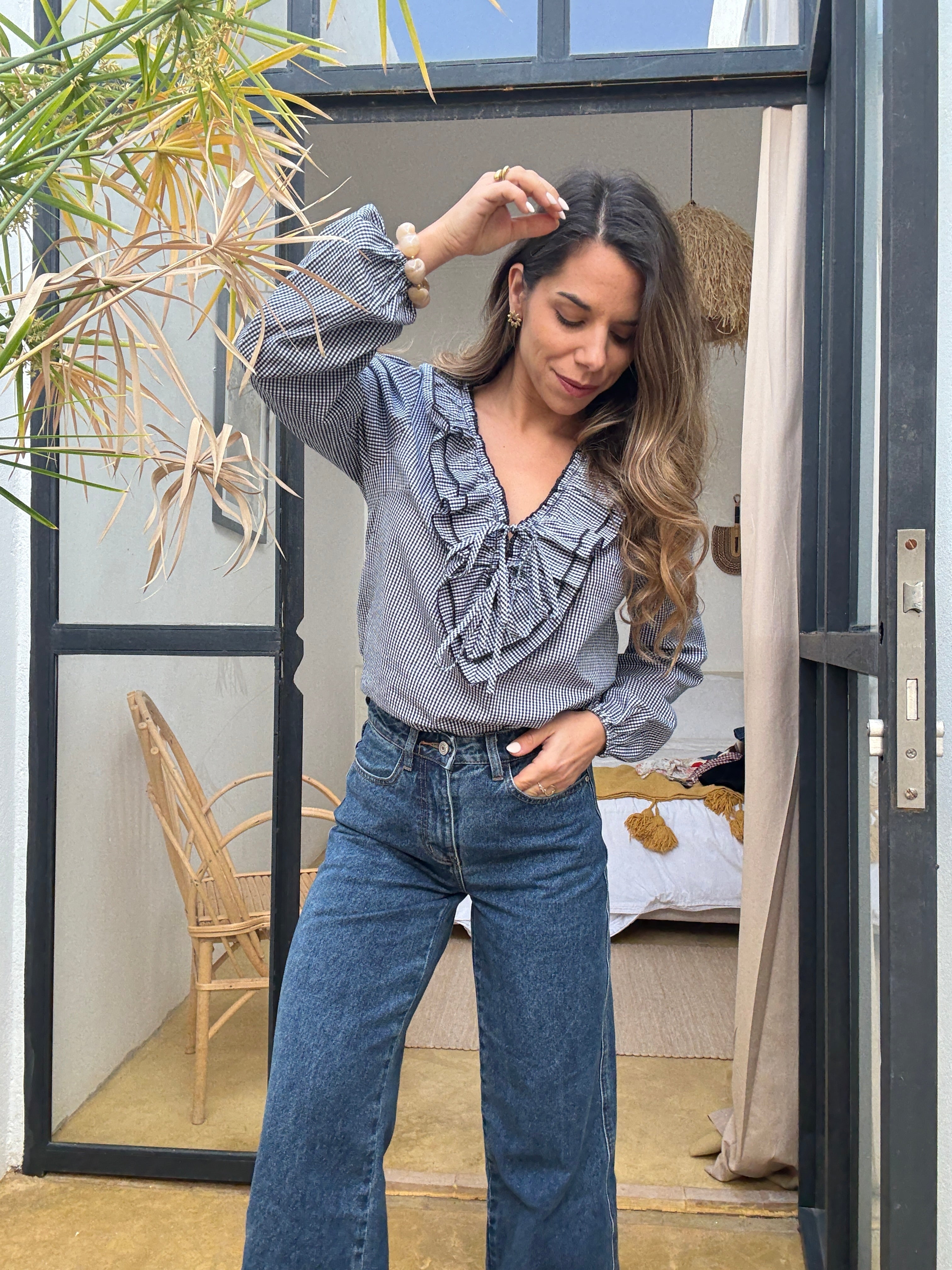 Blusa Stella Vichy Azul Marino