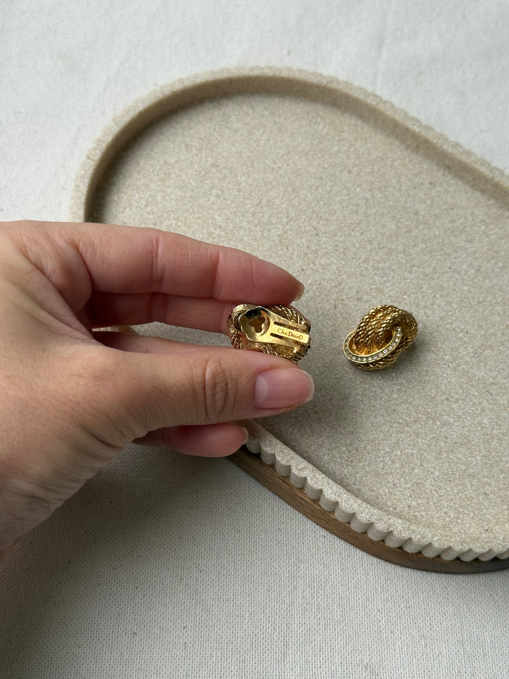 Vintage Christian Dior Earrings - Gold Twisted Knot