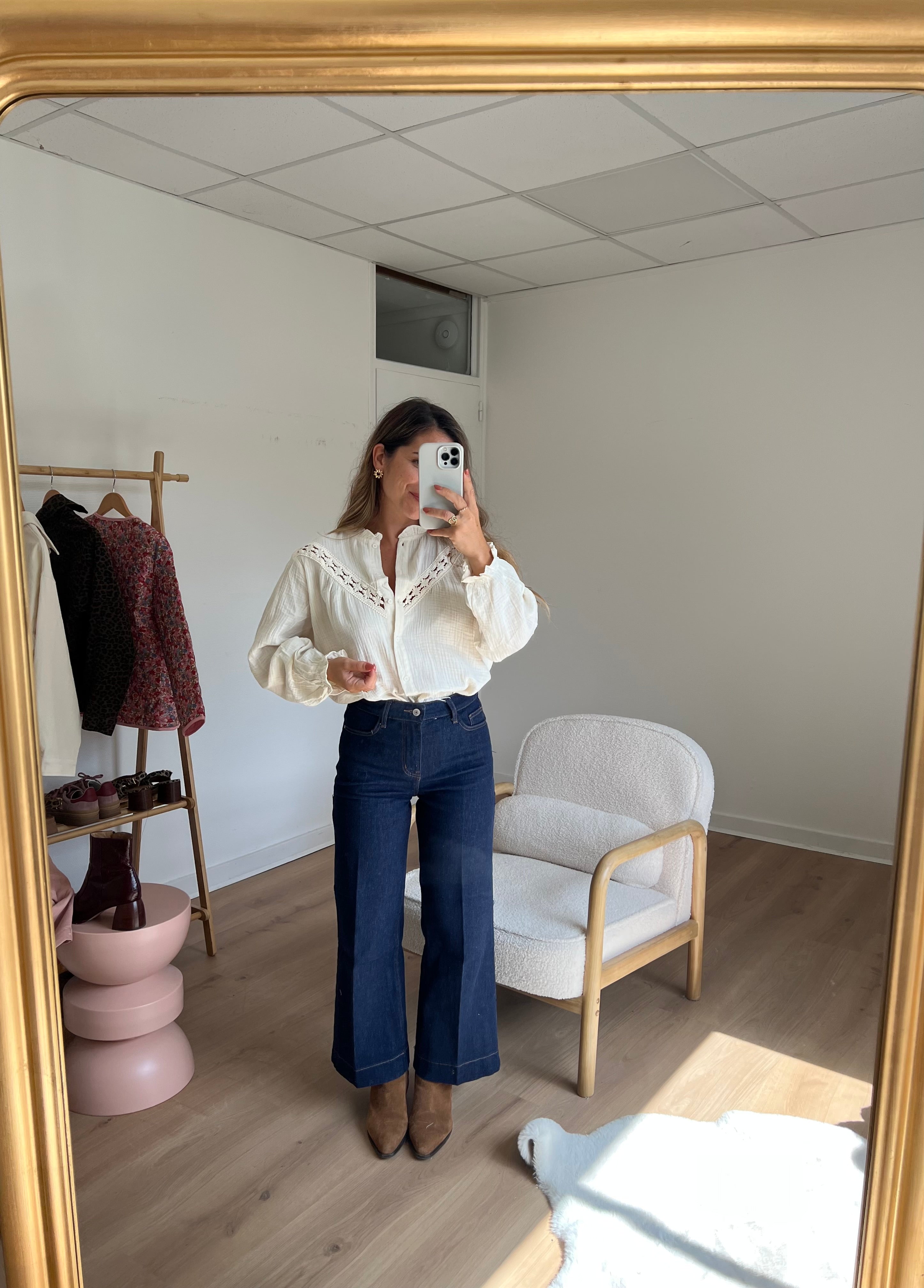 Angèle embroidered ecru blouse