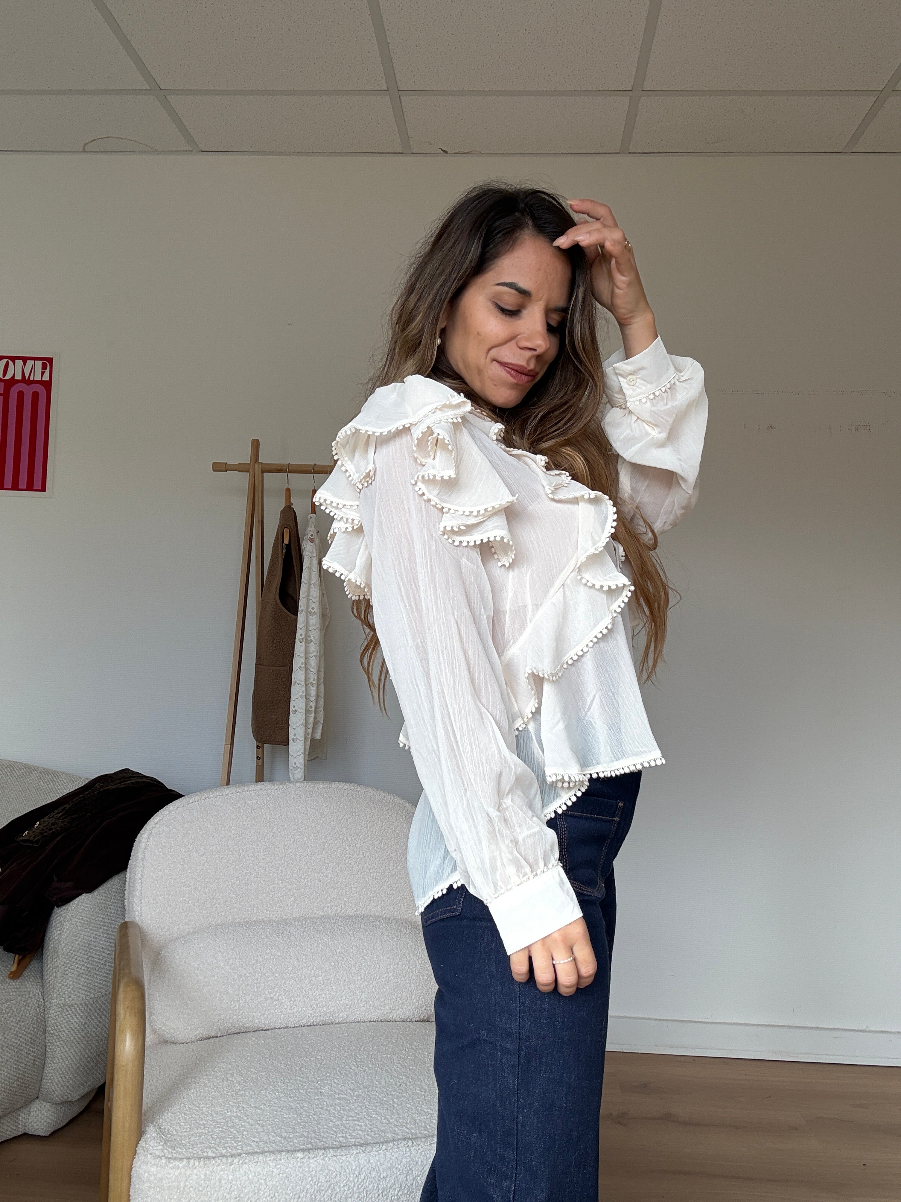 Blouse À Volants Mia Écrue