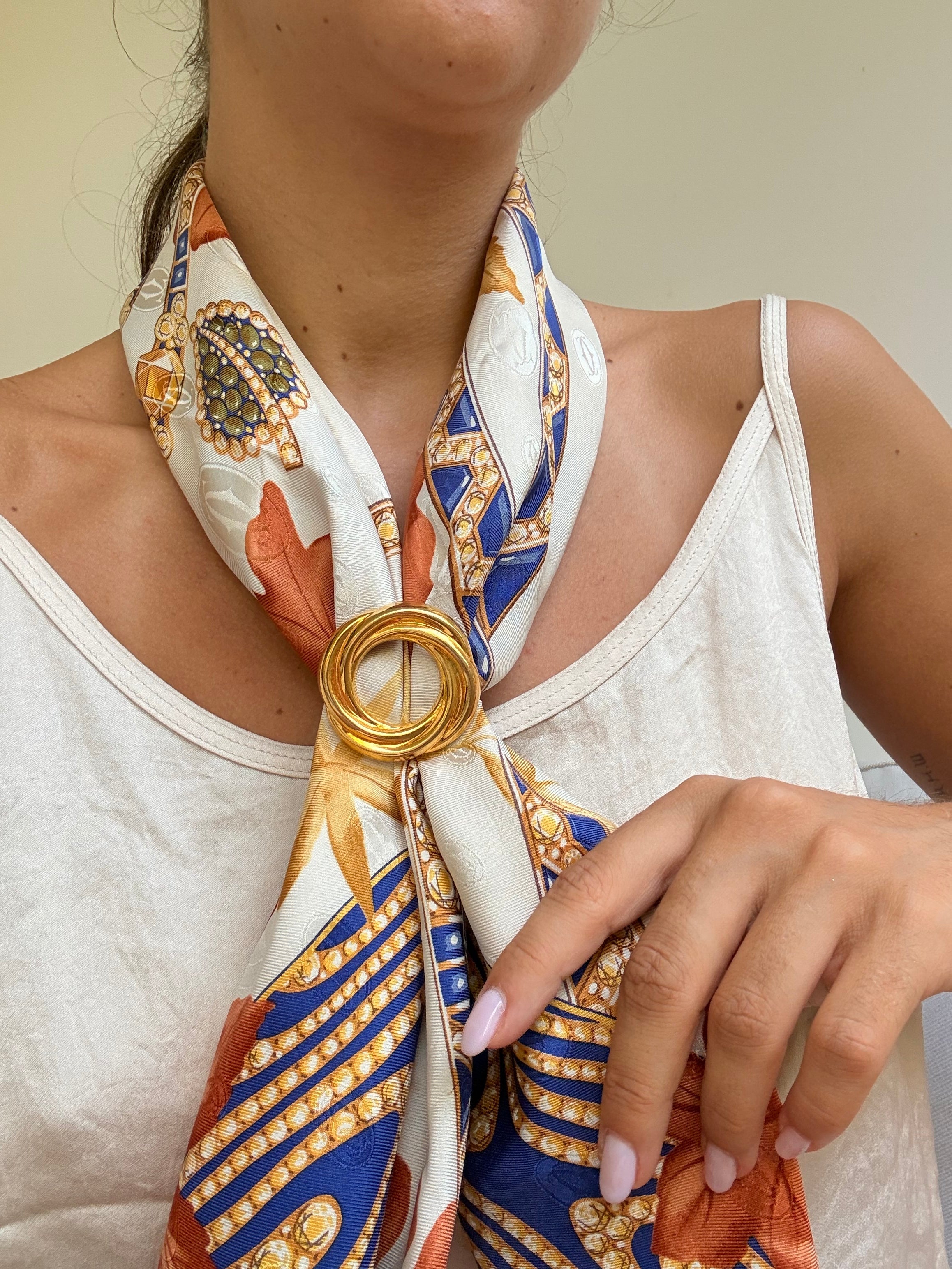 Anneau De Foulard Vintage - Design Torsadé Doré