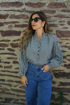 Clothilde black gingham blouse
