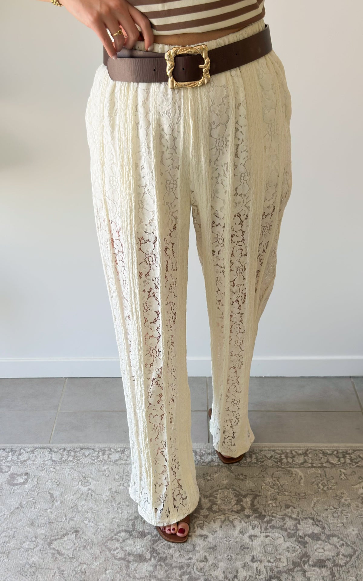 Seville Lace Trousers - Ecru