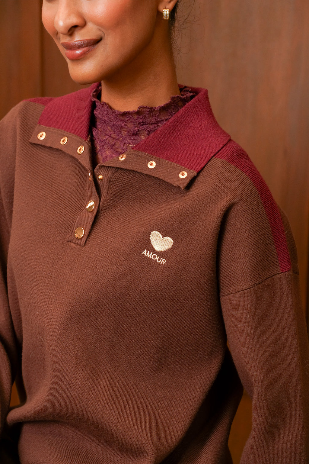 Pull Béa - Marron/Bordeaux