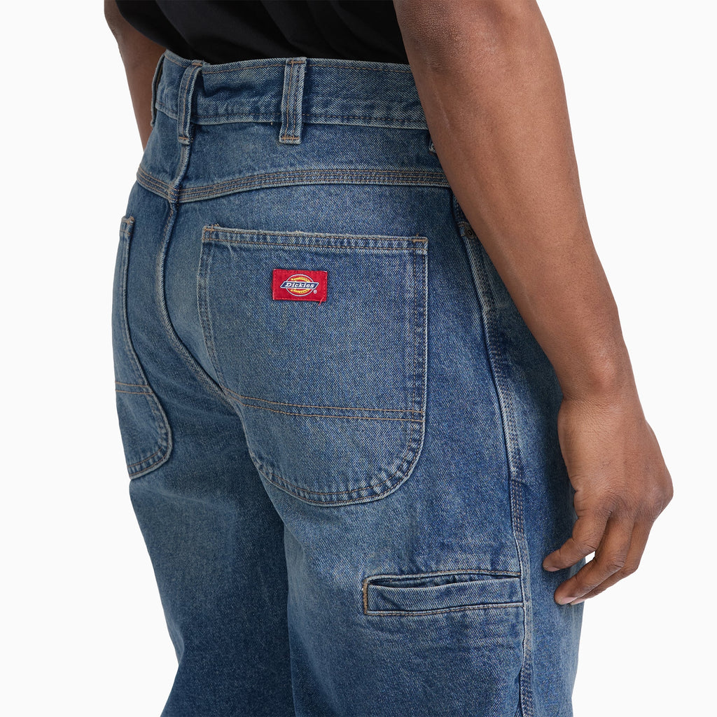 Pantalón corto vaquero 958 holgado de 13" - azul medio de efecto lavado y descolorido - hombre