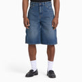 958 Loose Denim Shorts, 13" - Khaki Tinted Blue