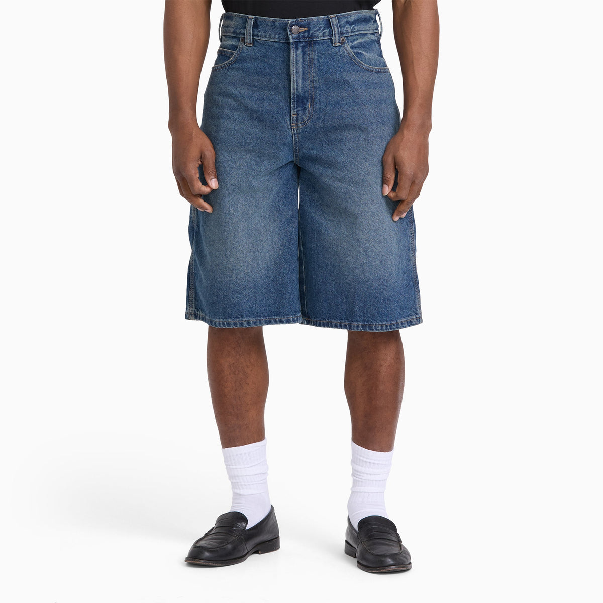 958 Loose Denim Shorts, 13" - Khaki Tinted Blue