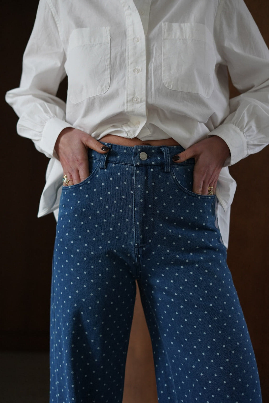Antoine Wide Polka Dot Jeans