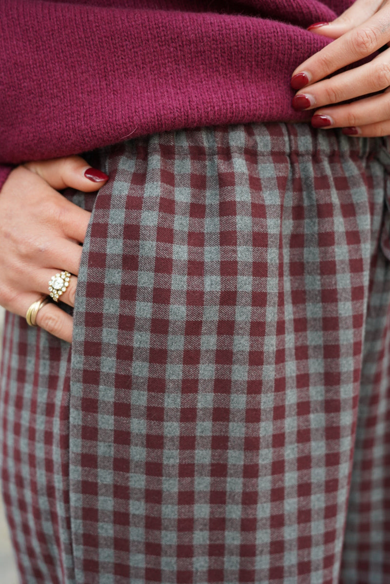 Pantalon Gonzague Vichy Bordeaux/Gris