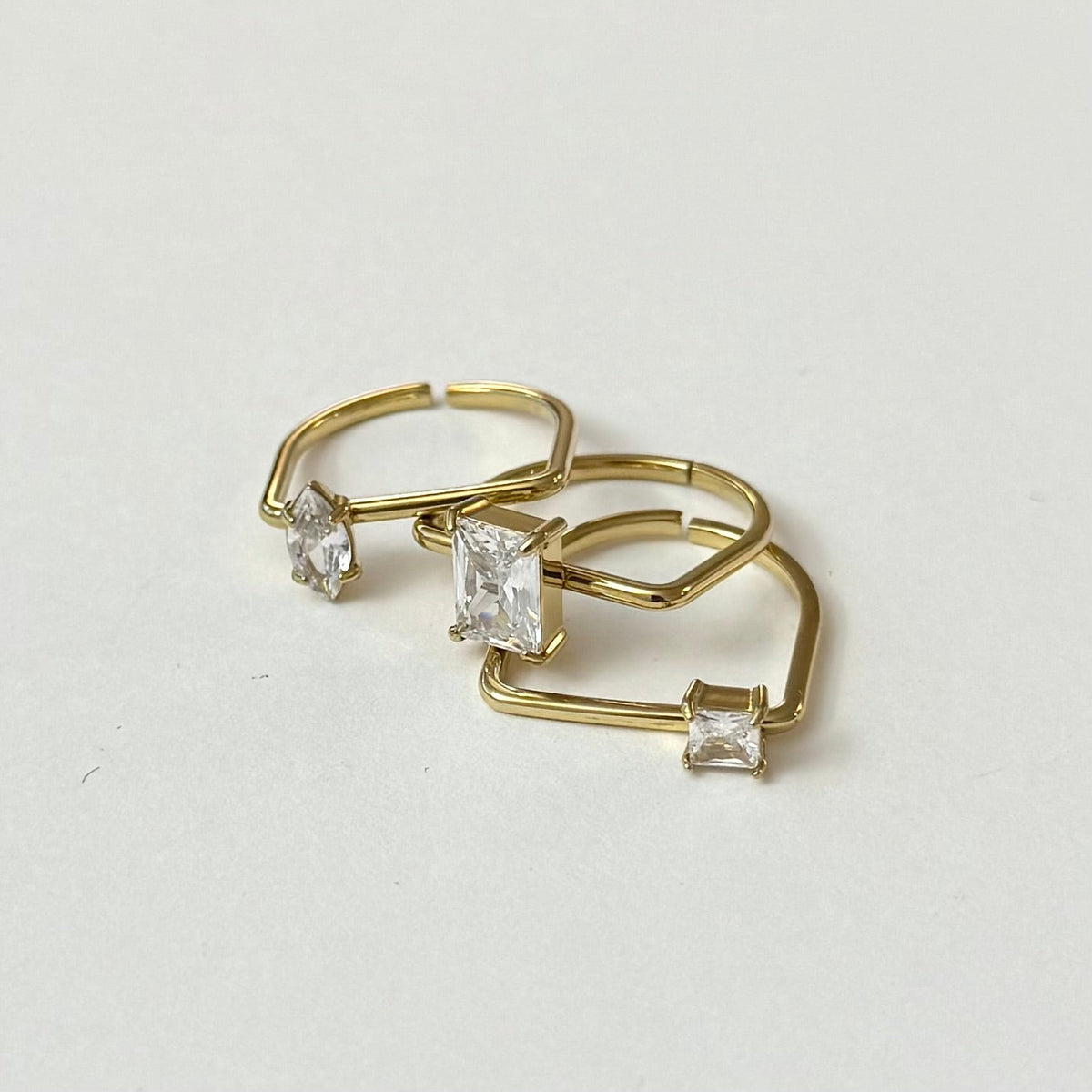 0 Jonia - Lot De 3 Bagues - Ajustable À Empiler - Doré Ou Argent