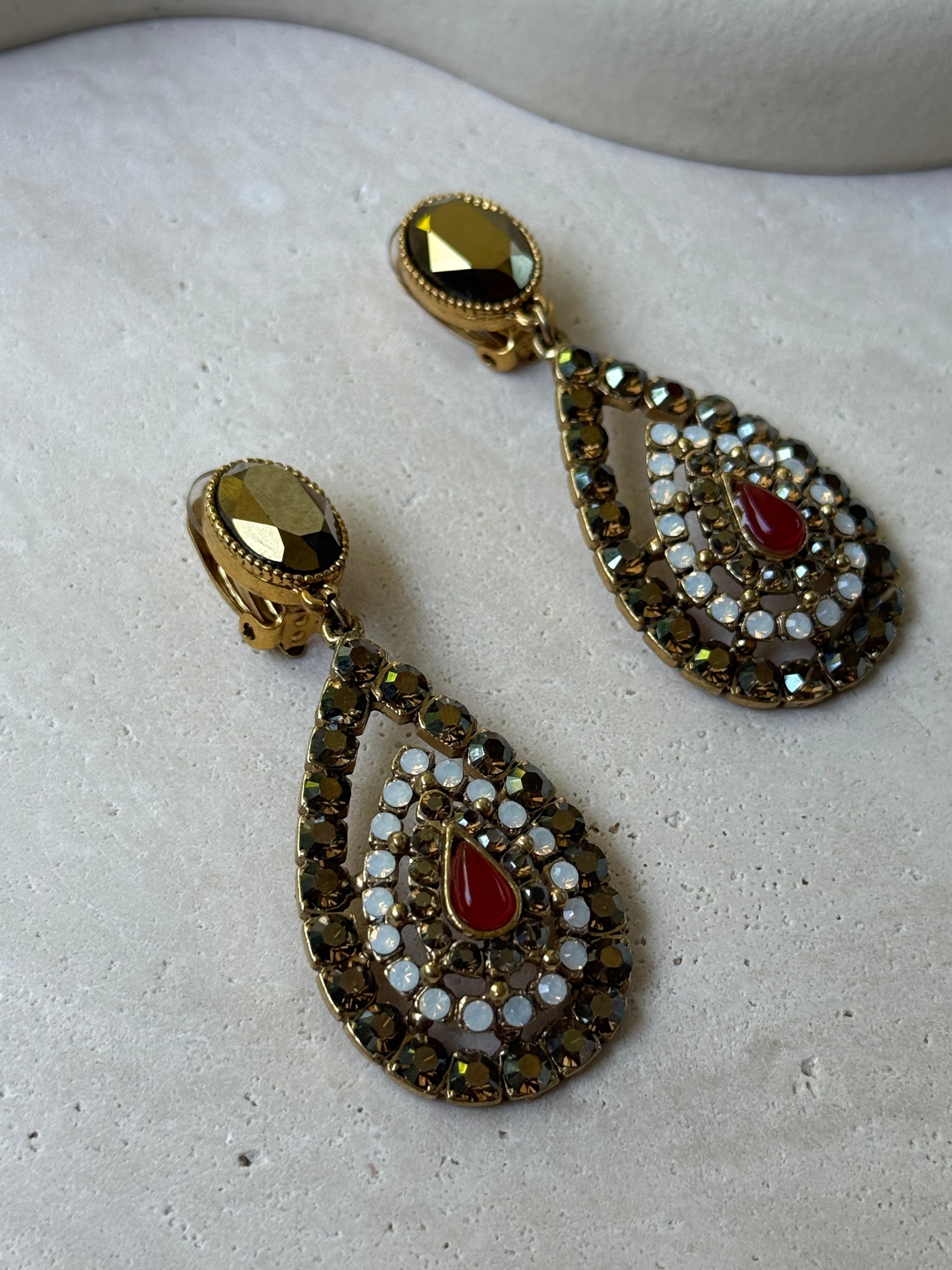 Boucles D’Oreilles Poggi Vintage - Pendantes À Strass