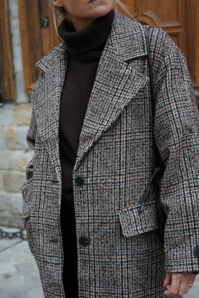 Manteau Nicolas Carreaux Chocolat