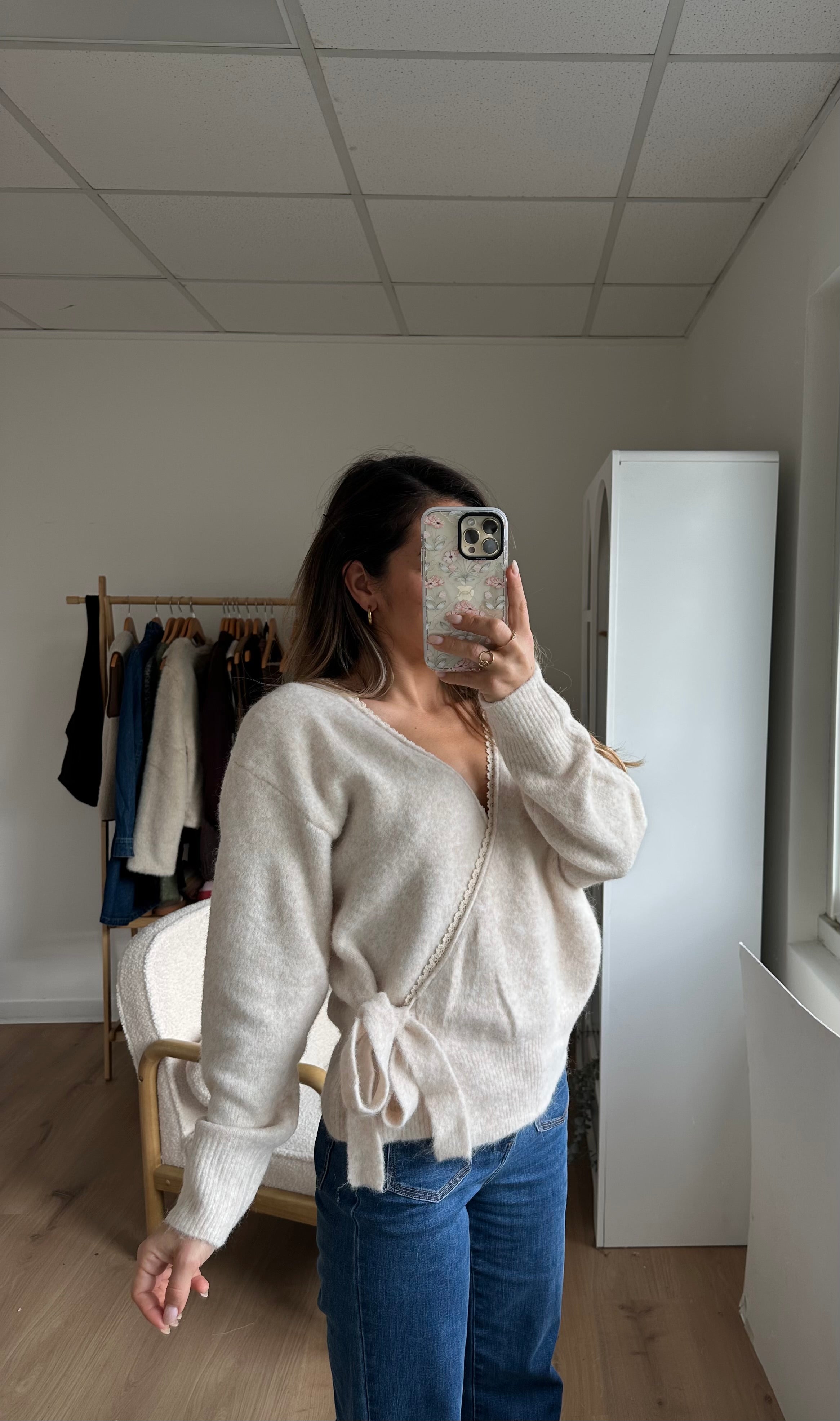 Cárdigan con lazo Chloé beige