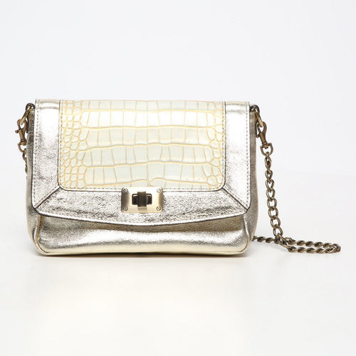 Bolso de hombro Gaby - Oro / Pitón Blanc