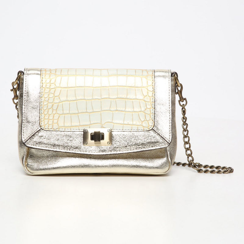 Bolso de hombro Gaby - Oro / Pitón Blanc