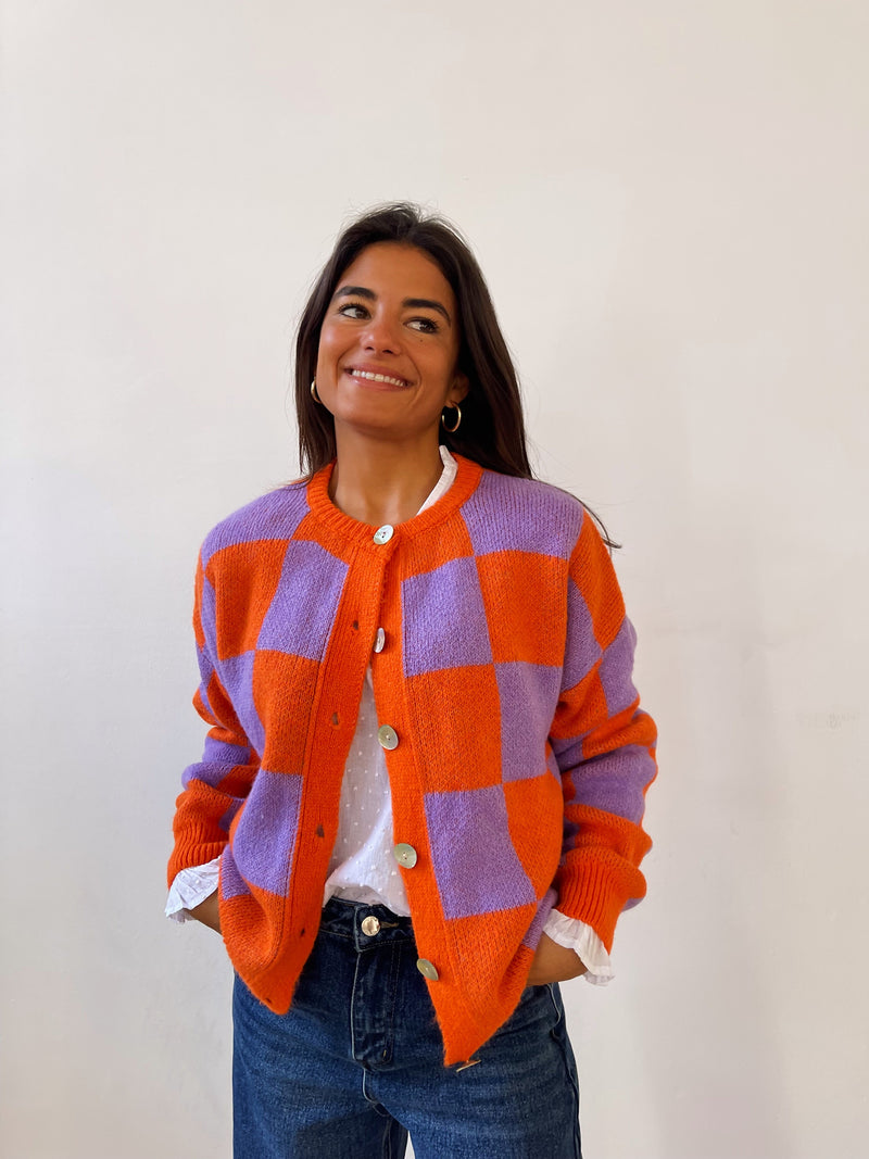 Cardigan Valentina Lavande Et Orange