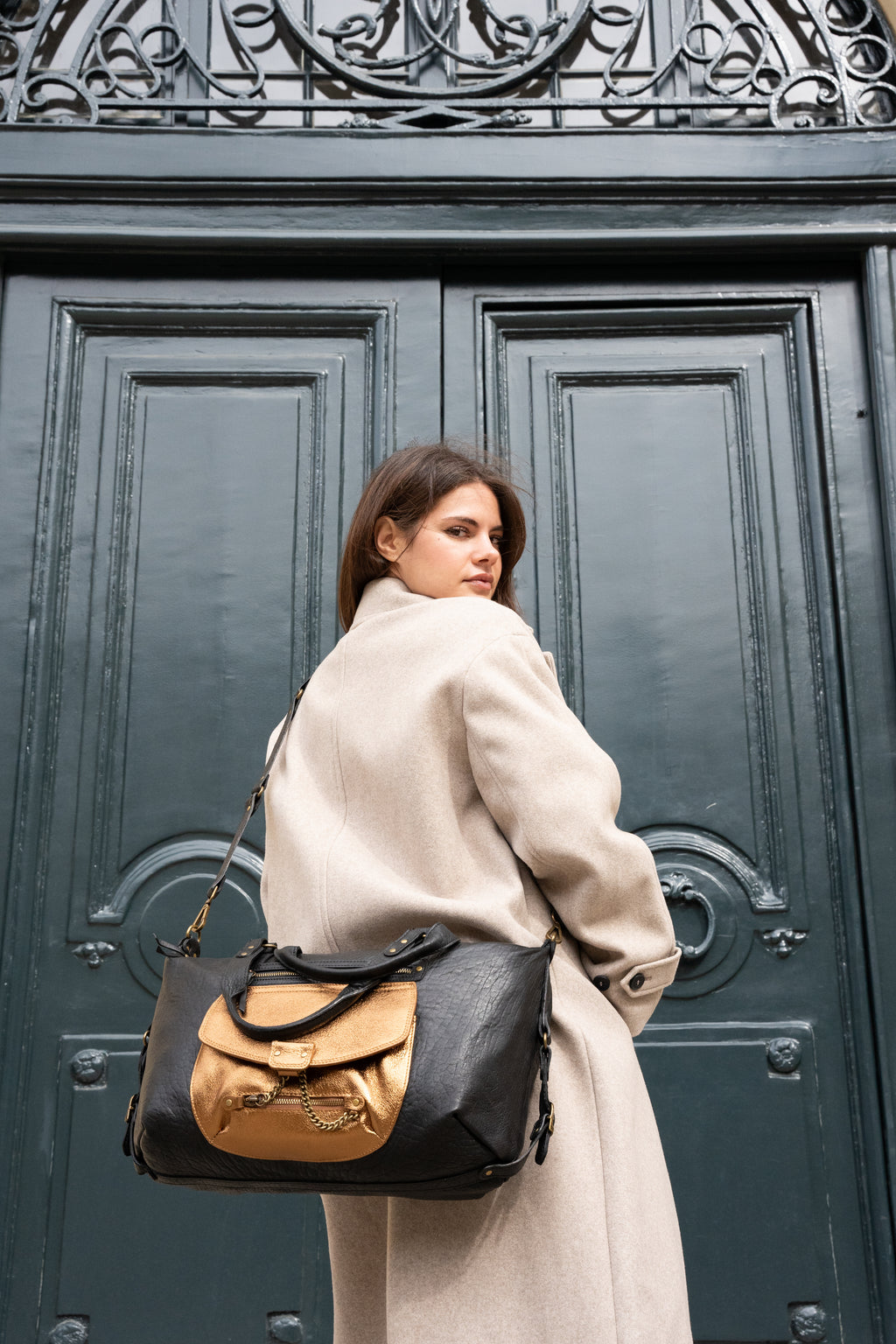 Sac à Main - Odelia - Noir / Métallique Bronze