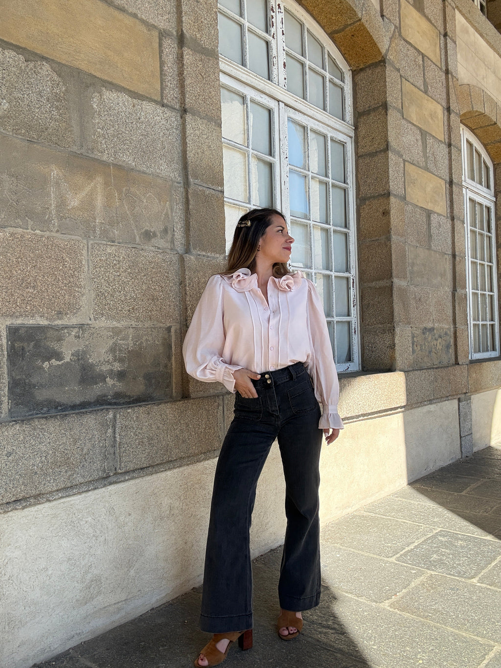 Blusa marrón rosa suave