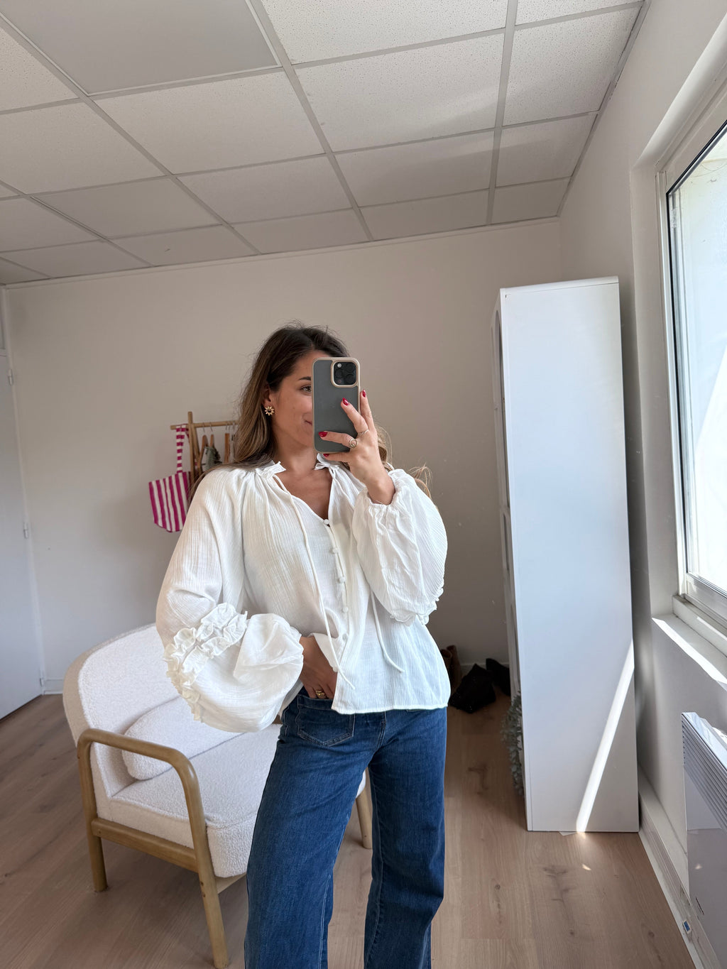 Esmée Ruffled Blouse in Ecru