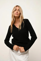 Pull Col V 4 Fils - Abby - Noir