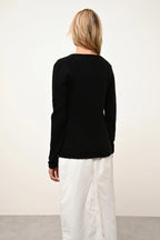 Pull Col V 4 Fils - Abby - Noir