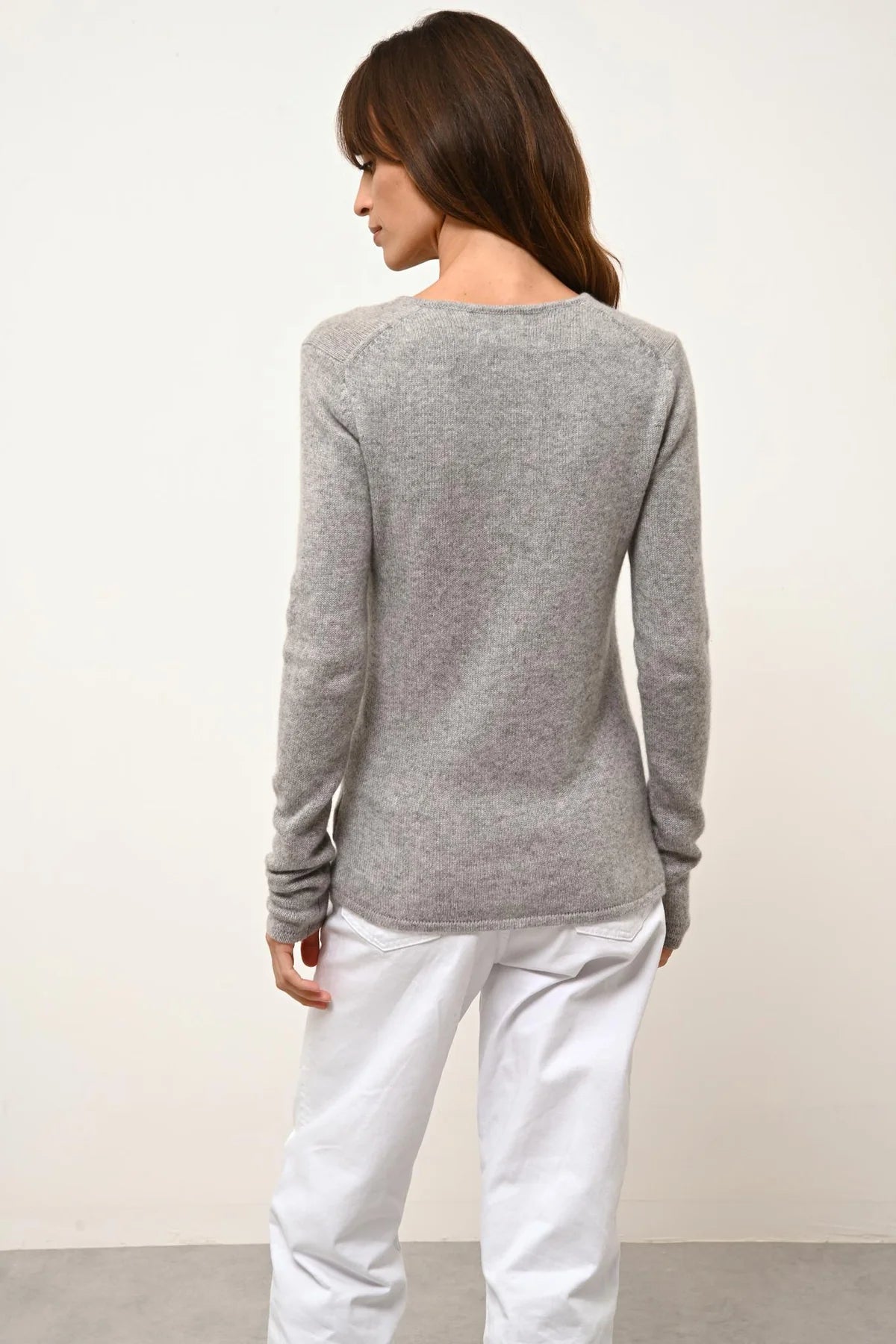 Jersey Cuello en V 4 Hilos - Abby - Nube Jaspeada