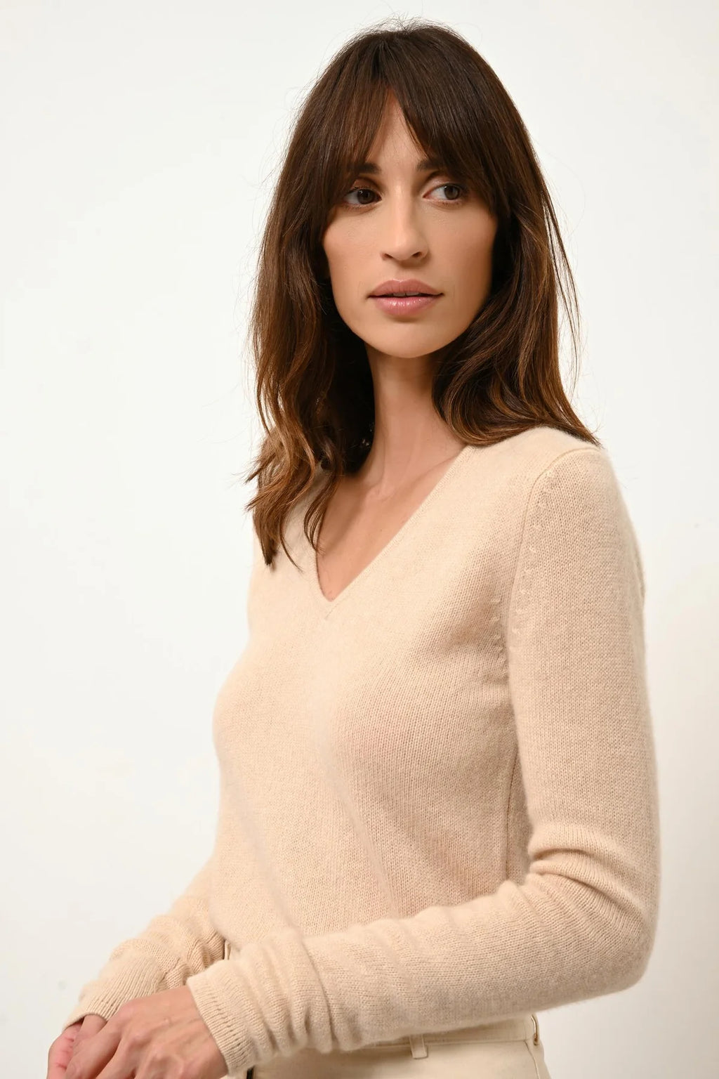 Jersey de cuello en V de 4 hilos - Abby - Arena