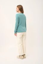 Jersey Cuello en V 4 Hilos - Abby - Verde Jaspeado