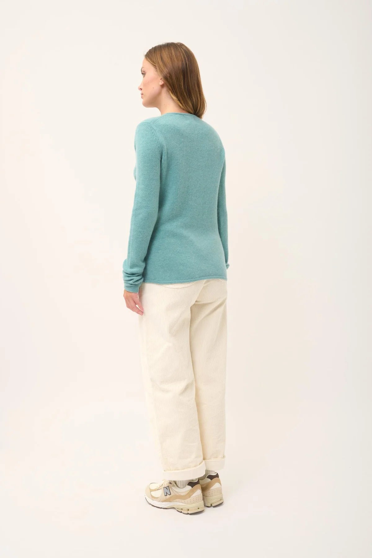Jersey Cuello en V 4 Hilos - Abby - Verde Jaspeado