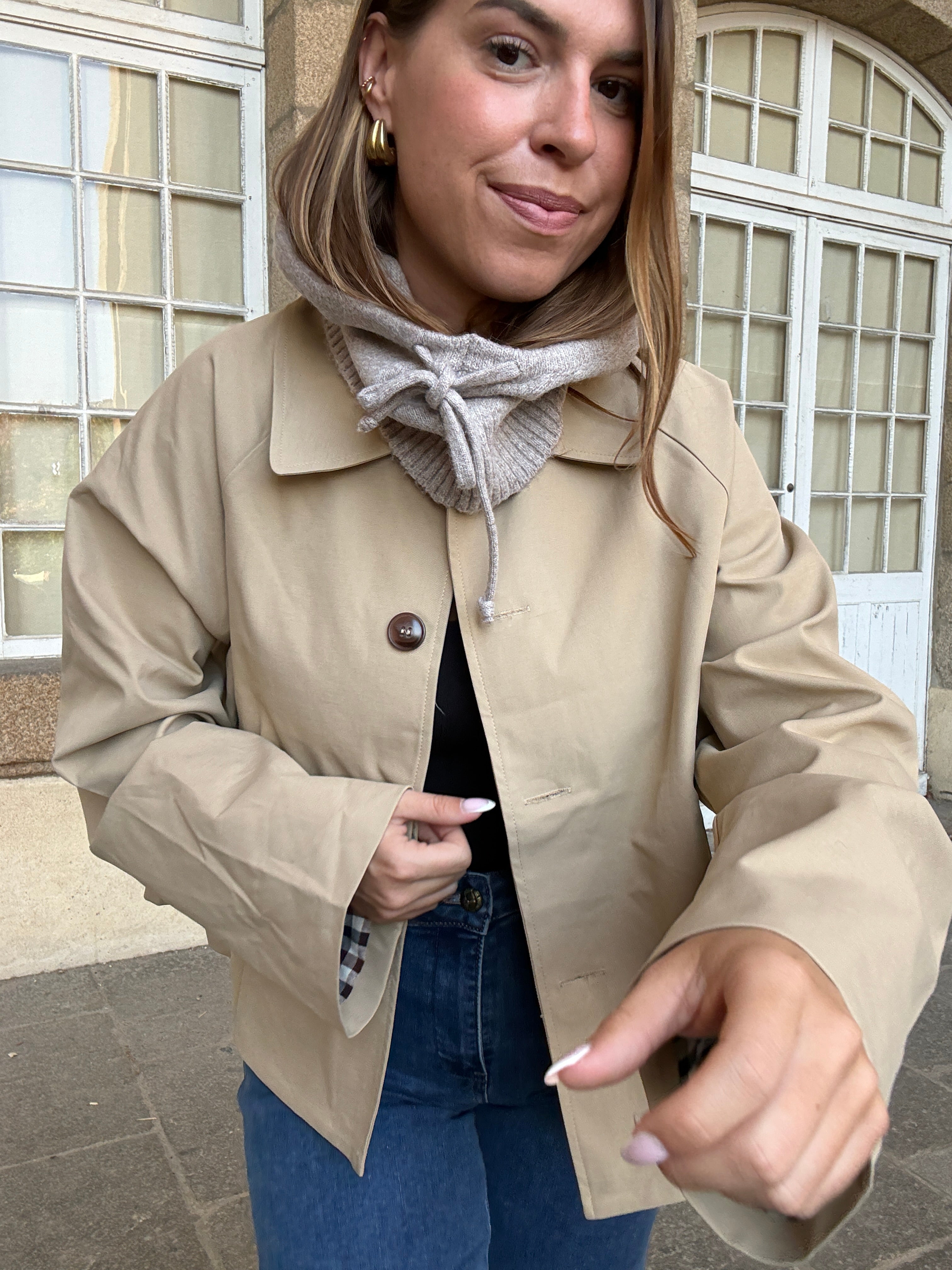 Taupe wool and cashmere balaclava