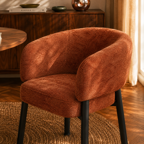 Abelia - Fauteuil De Table - Tissu Chenille - Terracotta
