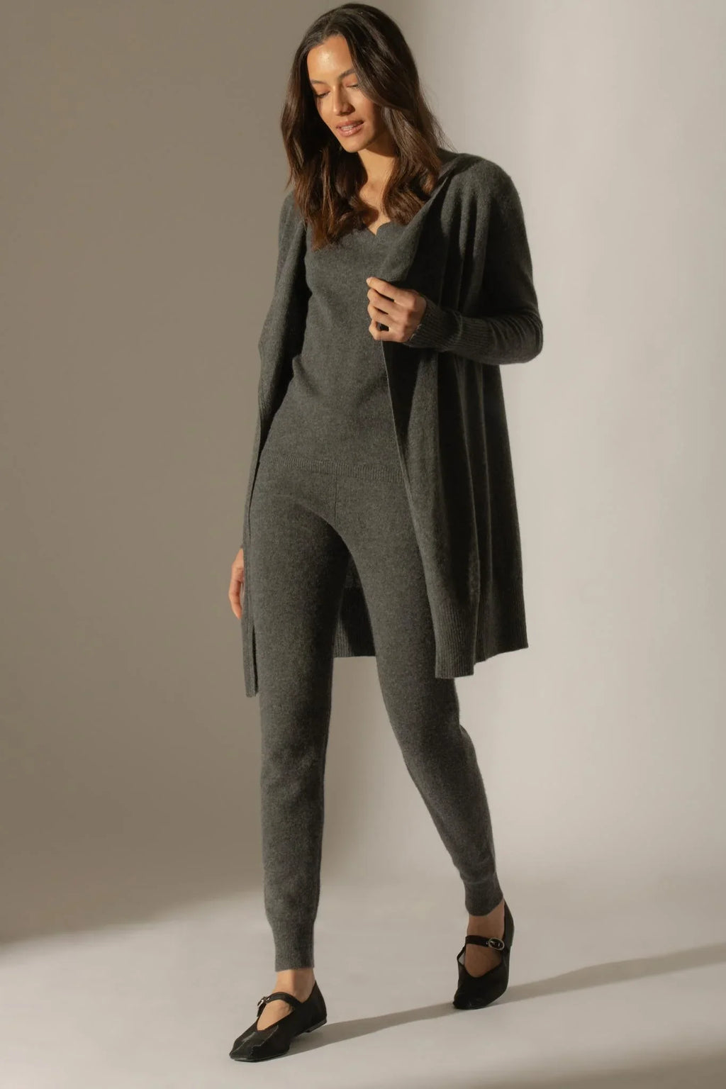 Chaqueta Larga - Abigail - Antracita Jaspeado