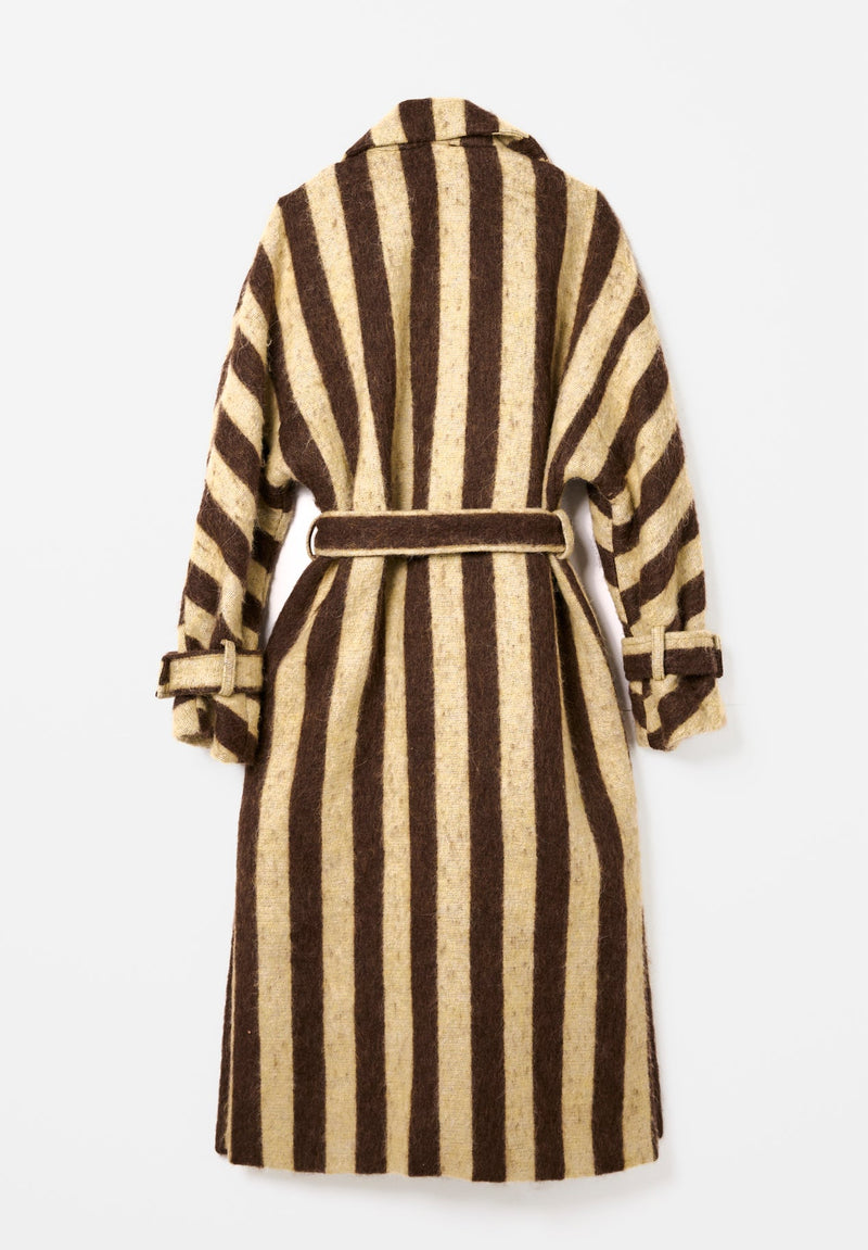 Manteau D'Alpaga À Rayures Jaunes