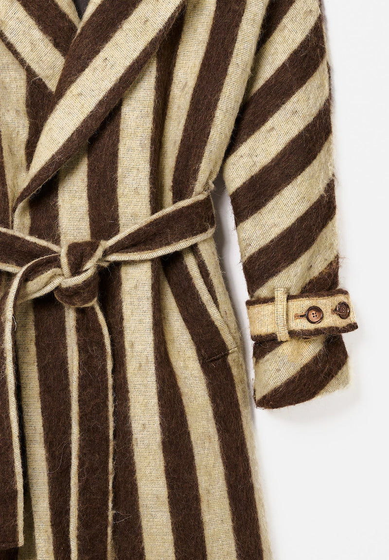 Manteau D'Alpaga À Rayures Jaunes