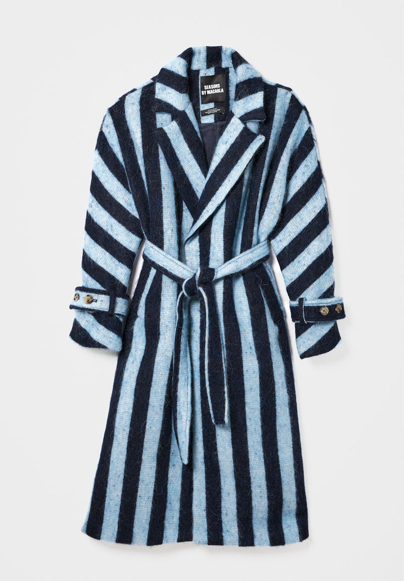 Manteau D'Alpaga À Rayures Bleues
