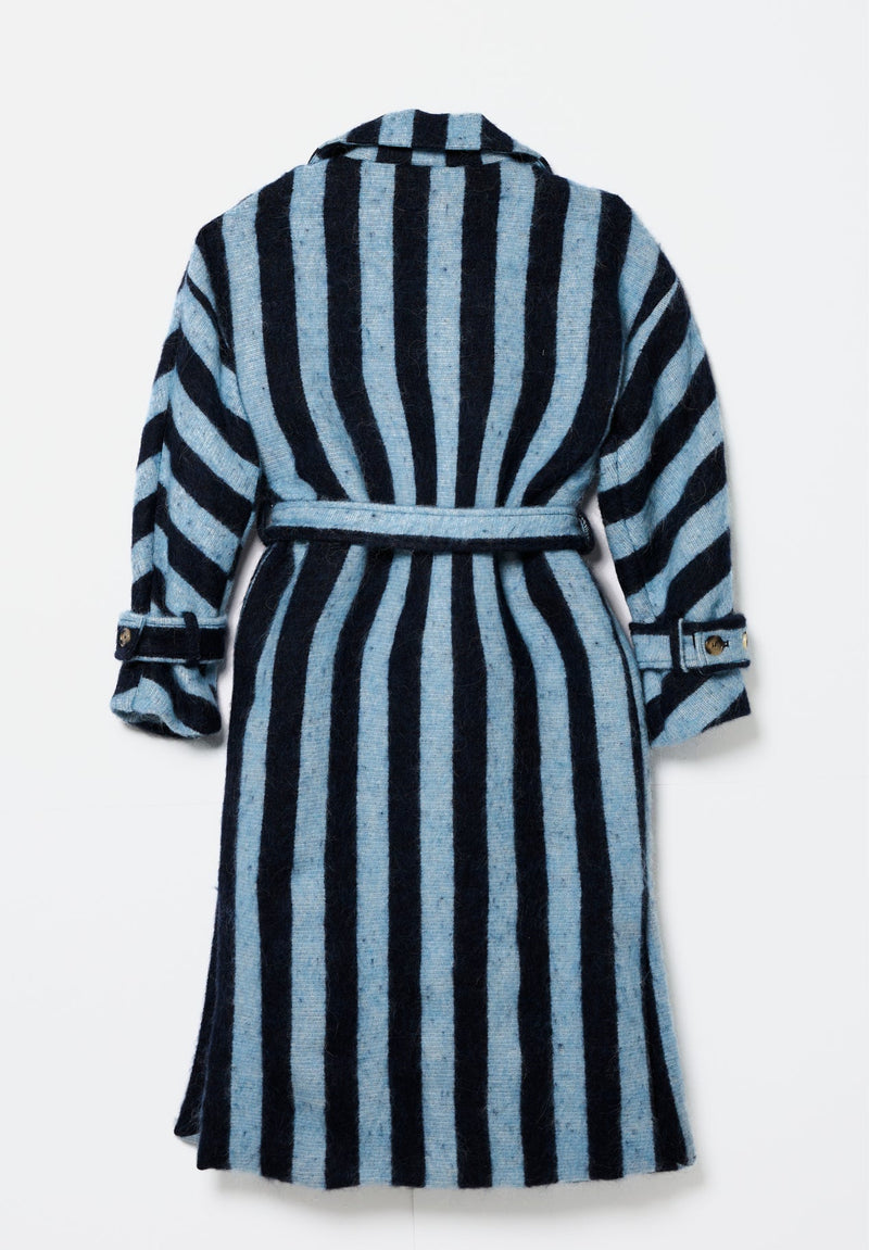 Manteau D'Alpaga À Rayures Bleues
