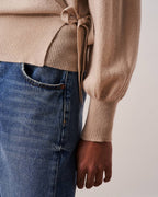 Belinda Wrap Cardigan - Sand - 100% Cashmere 12Gg - Women