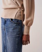 Belinda Wrap Cardigan - Sand - 100% Cashmere 12Gg - Women